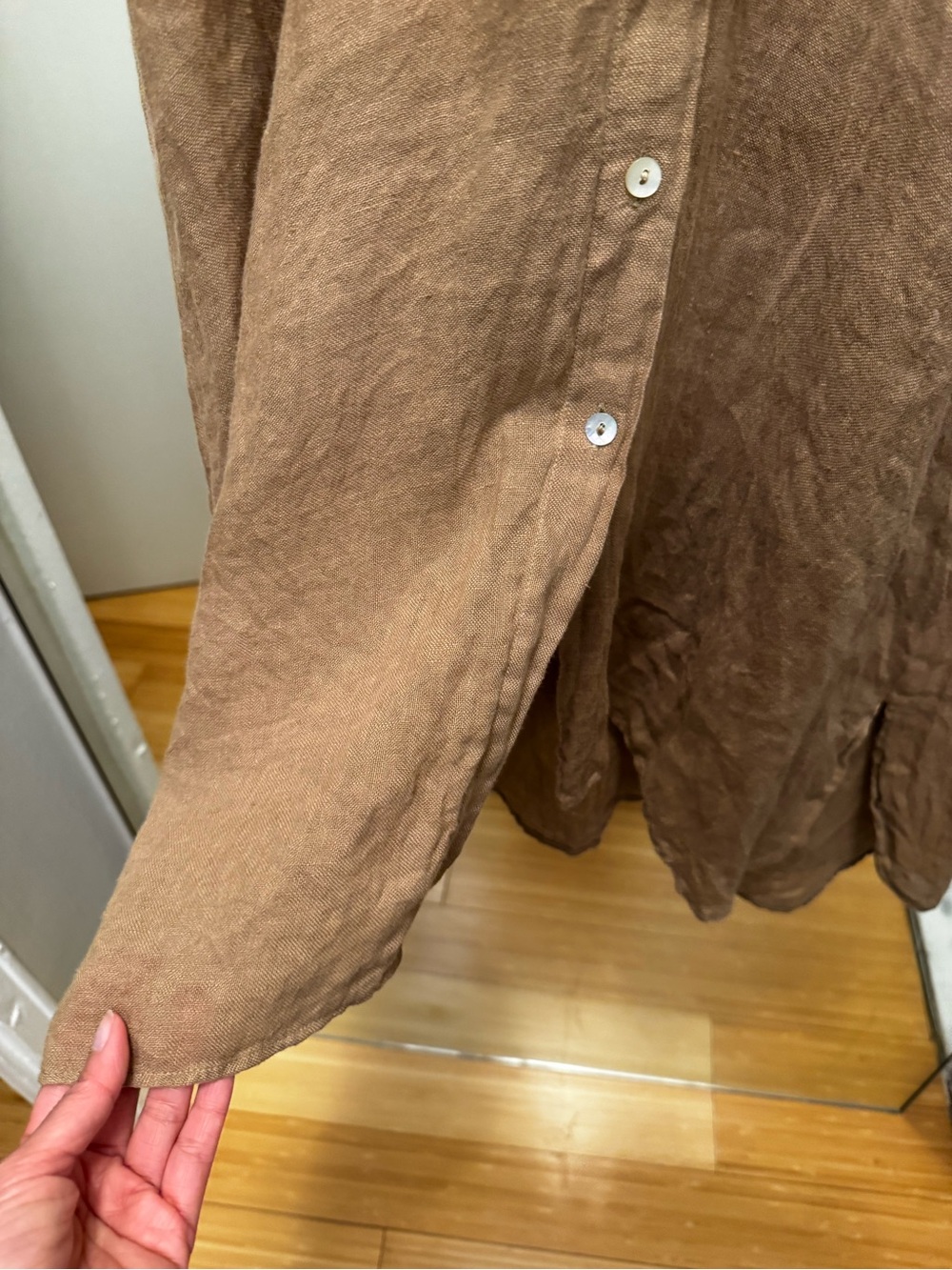 ZARA Tan 100% Linen Midi Shirt Dress - Picture 9 of 12